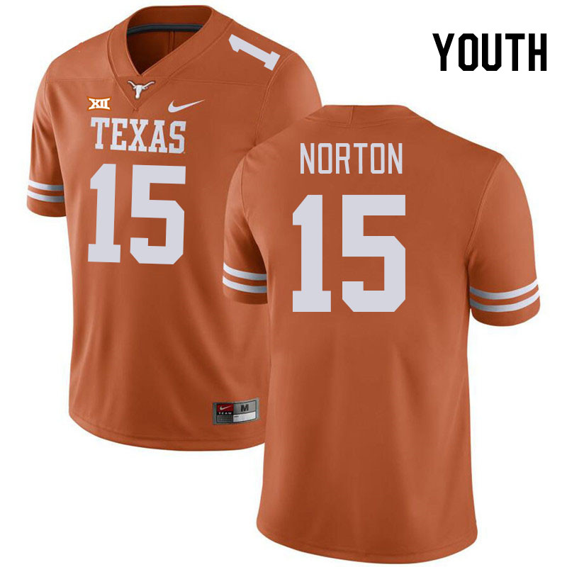 Youth #15 Bill Norton Texas Longhorns College Football Jerseys Stitched-Orange